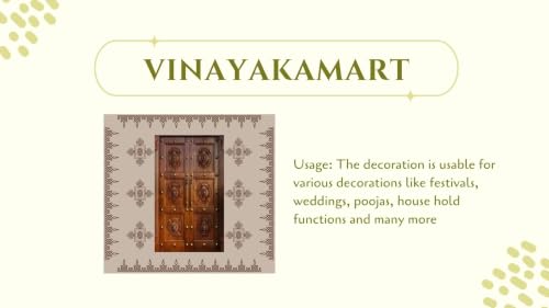 Image of Lakshmi Devi backdrops Cloths for Decoration | Traditional Light Brown Theme with Double Wooden Doors Entrance Backdrop Cloth 8x8 Feet | Traditional Backdrop Decoration Cloth