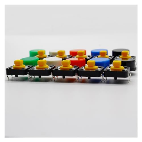 Interrupteur à bouton tactile 12x12x7.3mm avec 20 capuchons 5 couleurs