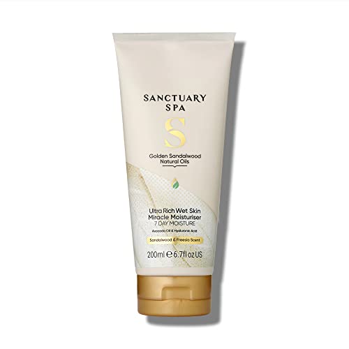 Sanctuary Spa Golden Sandalwood Ultra Rich Wet Skin Moisture Miracle, In-Shower Moisturiser, 7 Day Moisture, Mineral Oil Free