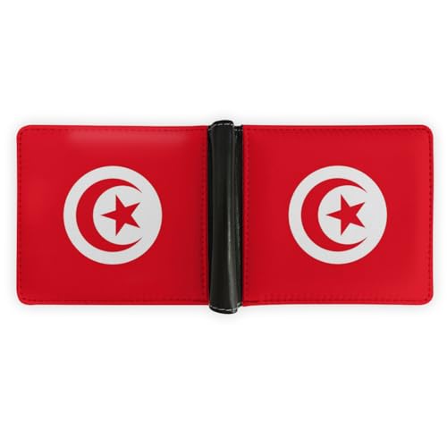 Tunisia Flag Wallet Foldable Patriotic Leather Purse with Card Cash Holder for Men Women Travel Gift