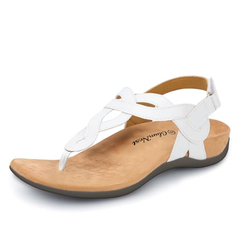 Image of Women's Orthopedic Arch Support Comfortable Walking Sandals, Orthotic Thong T-Strap Supportive Casual Flat Summer Sandals for Women
