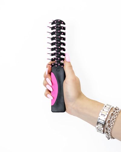 Cricket Static Free Volumizer Hair Brush - Styling and Detangling All Hair Types Long Short Thick Thin Curly Straight and Wavy The Alibi (Hot Pink)