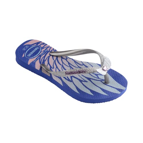 Havaianas Kids Slim Glitter II Flip Flops - Stylish Glitter Sandals - Marine Blue, 7/83