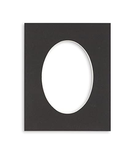 CountryArtHouse Black Acid Free 5x7 Oval Picture Frame Mat with White Core Bevel Cut for 4x6 Pictures - Fits 5x7 Frame - Pack of 1 Matboard