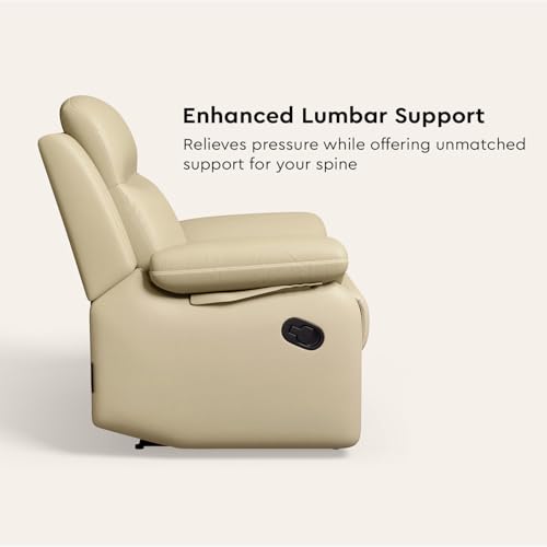 Image of Interio by Godrej Alpine Manual 1-Seater Synthetic Leather Recliner Sofa