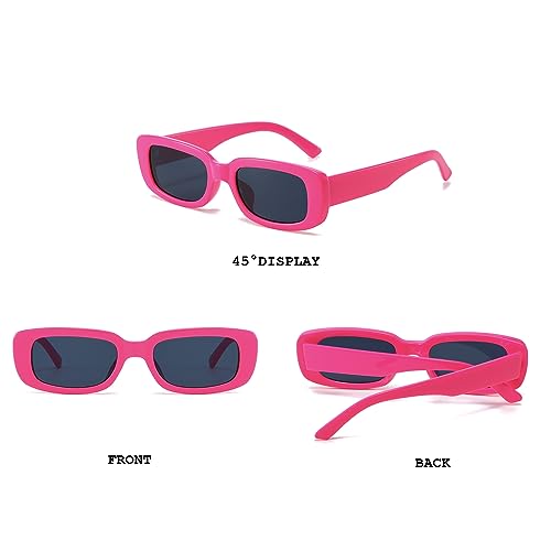 Image of BUTABY Rectangle Sunglasses for Women Retro Driving Glasses 90's Vintage Fashion Narrow Square Frame UV400 Protection