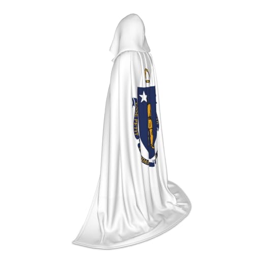 Cape à capuche imprimée drapeau de l'État du Massachusetts longue