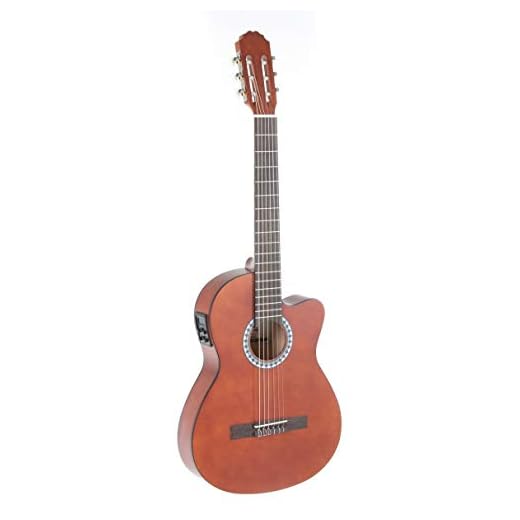 GEWApure Guitarra clásica Basic Electro con ecualizador y afinador, color Marrón (Color Nogal)