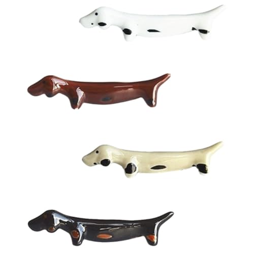 SHINEOFI Soporte para Palillos de Cerámica en Forma de Perro Caricatura 4 Piezas Reposa Palillos de Mesa Portátil para Utensilios de Cocina y Comedor