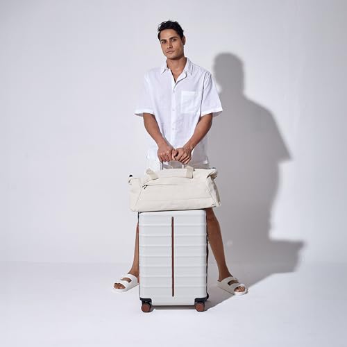 Image of Assembly 24 Inches Medium Luggage for Flight Travel with TSA Lock, dust Cover and Premium Duffle Bag with Adjustable Shoulder Starp | 80L + 40L | White | Odyssey