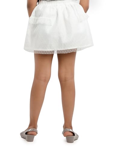 Image of Under Fourteen Girls Pullon Skirt with Satin Lining Fabric | Skirt for Girls | Woven | 2-3 Yrs(White)