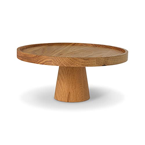 Natuhr Etagere Kuchenplatte - Stand - Servierplatte Obstkorb Tortenplatte Serviergeschirr Eiche Massivholz (21 cm Durchmesser)