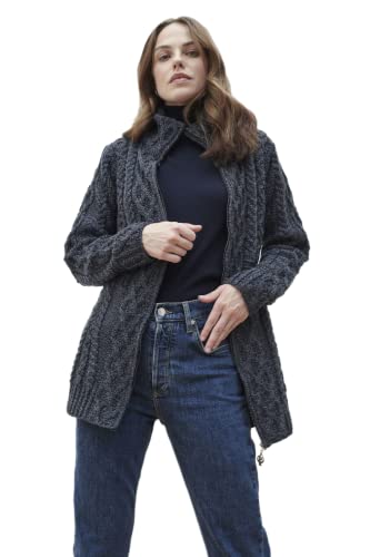 Ladies Irish Zipper Wool Cardigan