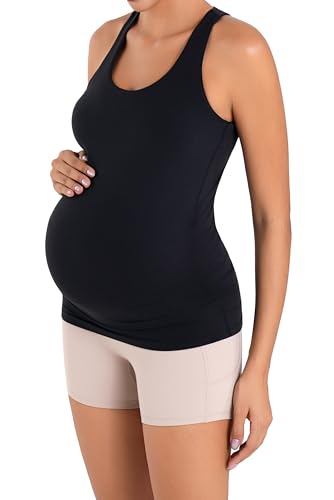 Image of Sunzel Maternity Tank Tops with Built in Bra Sleeveless Pregnancy Racerback Summer Cami Shirts