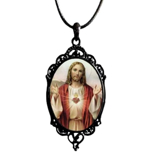 NIGHTCRUZ Sacred Heart of Jesus Necklace - Jesus Christ Cameo