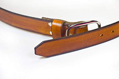 Handmade Leather Belt Brown with dark brown rustic edge made in USA3