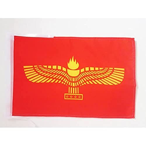 AZ FLAG, Syriac Aramaic Flag, 18'' x 12'', 100% Polyester Syriac Christians Small Banner with Two Cords, Fade Resistant