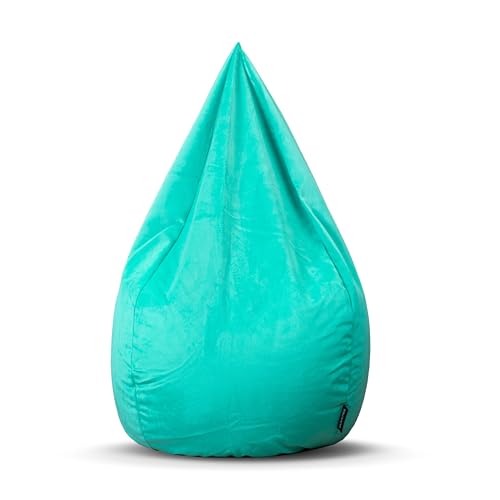 Gouchee Home Sambre Velvet Bean Bag Chair - Polyester Soft Double-Stitched Comfy Chair for Game Room, Living Room, Bedroom - Solid Pattern Big Chairs for Adults, Kids, Teens (XL, Turquoise)