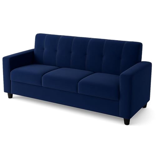 Image of FURNY Asano 3 Seater Fabric Sofa Set (Blue) | Durable Comfort | Modern Design | Ideal for Living Room
