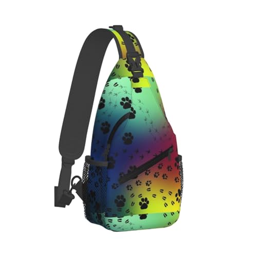 Paw Prints Pattern Stylish Men'S Messenger Bag - Durable Polyester, Huge Capacity & Adjustable Strap2