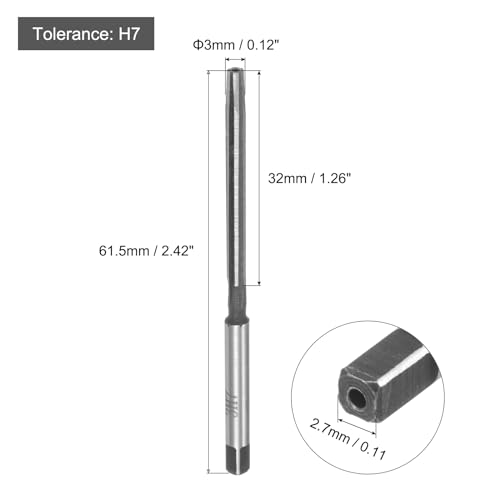 QUARKZMAN Handreibahle 3mm H7 Metrische Reibahle Bohrer für Metall Holz Loch Reiben, gerade Nuten 9SiCr Legierter Stahl Schneidwerkzeug
