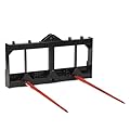 Titan Attachments HD Skid Steer Hay Frame Attachment, Two 39" Hay Spears, Rated 4,000 LB, Quick Tach Mounting, Hay Handing Equipment for Bobcat Tractors