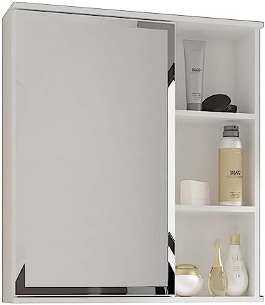 Espelheira para Banheiro 1 Porta e Prateleiras Treviso MGM Móveis...