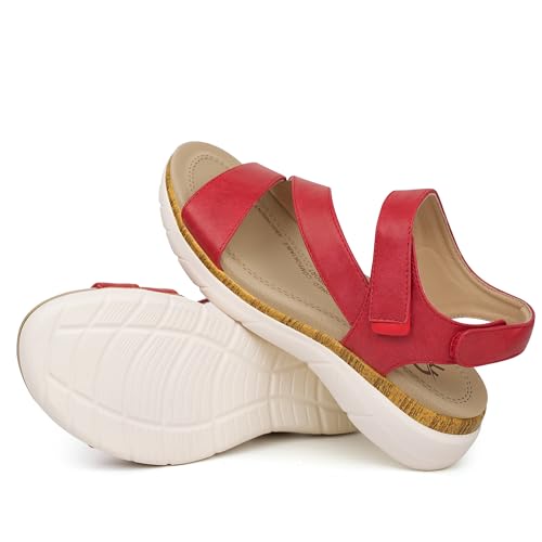 ORTOREX Women Arch Support Sandals Orthotic Comfortable Walking Sandals (9,Red) — view 6