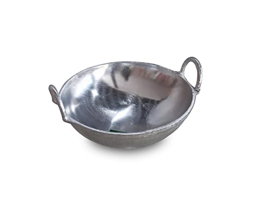 Image of Cheenachatti Anodized Aluminium Intalium Deep Frying Pan | Heavy Base Round Bottom Cookware With Handle | Chatti Kadhai (11 Inch - #4)