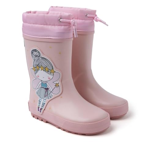 Gioseppo, Modelo GRAWN,Botas de agua con dibujo de hada y collarín ajustable. Cuentan con suela antideslizante y plantilla extraíble y acolchada.