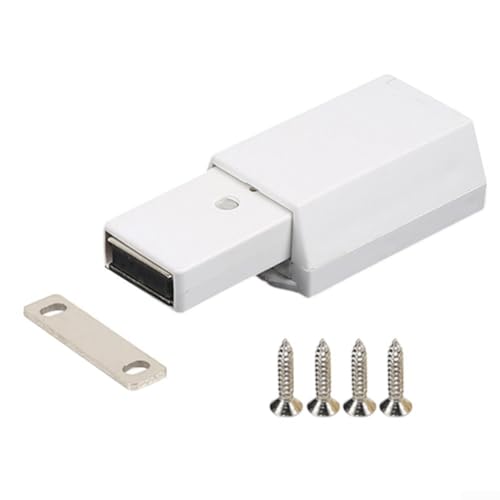 Push to Open Magnetic Latch for Cabinets and Drawers, Secure Locking System with Easy Installation (white)