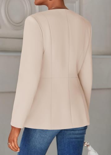 Lazysmile Women's Lined Crewneck Button Down Blazer (Various) - image 2