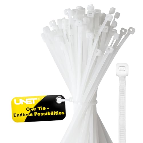 Hochfeste Kabelbinder, Weiß, Packung mit 100, 200 mm x 2,5 mm, Zugfestigkeit bis zu 8,2 kg, Nylon, UV-beständig, Selbstsichernde Kabelbinder für Haushalt, Werkstatt, Garten und Kabelmanagement