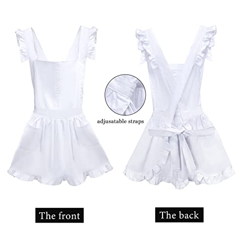 Keymall For Alice Costume Including White Retro Apron Bow Headband High Thigh For Women Girls Halloween Dress Up Costume (Set C) #TOP1