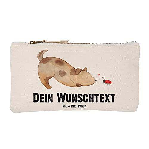 Mr. & Mrs. Panda Personalisierte Kosmetiktasche Hund Marienkäfer Größe S Klein - Geschenke, Mischlinghund, Personalisiert, Schminktasche, Zuversichtlich, Sprüche, Positiv, Personalisiertes Mäppchen