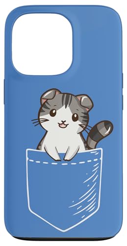 Funny Cartoon Kawaii Womens Kids Pocket Scottish Fold Lover �X�}�z�P�[�X iPhone 13 Pro �p