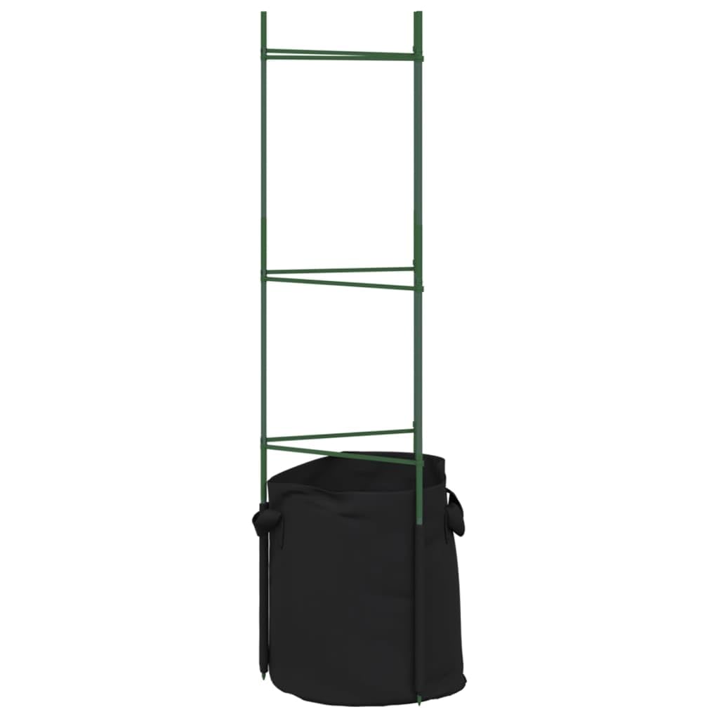 Klatki na pomidory z workami na rośliny, 6 szt., stal 116 cm i polipropylen, regulowana podpórka na pomidory, odporna na korozję klatka do roślin pnących, takich jak ogórki i fasola