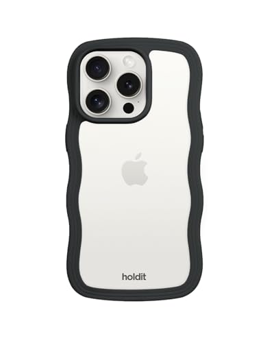 Holdit �ϏՌ� �X�}�z�P�[�X (iPhone 14Pro / �X�^�C���b�V�� �u���b�N/�N���A�^�C�v) ���{���㗤���f�� �X�}�z �P�[�X �J�o�[ �Ȃ݂Ȃ� �E�F�[�u (�Ռ��z��/TPU/���C�����X�[�d�\) iphone�P�[�X