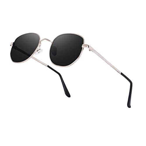Image of Hexagonal Sunglasses Inspired By SRK Stylish Sunglass Men and Women UV Sunlight Protection Goggles (Siver Black)