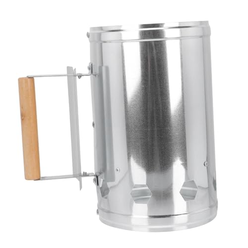 TOYANDONA 1 Stück BBQ-Carbon-Fass Holzkohle für Grillofen im Freien Kompakter Anzündkamin Outdoor-Grillgeräte Grill-Feuerstarter Kohle Starter Grillkohleschornstein Aluminium Silber