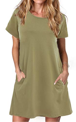 Image of Alaster Women's Casual Summer T Shirt Dress Loose Short Sleeve Tunic Dress with Pocket for Women