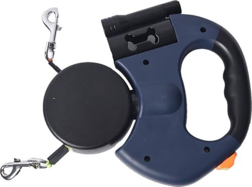 AVOID Doppelte Hundeleine Große Hunde 3M - Reflektierende Leine Hund, 360° Drehfunktion Mit Taschenlampe Und Taschenspender, Hundeleine 3M, Automatische Einziehbare Rollleinen
