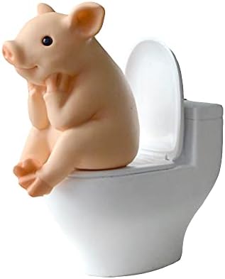Gemmia Miniature Garden Pig Statue- Toilet Pig Figurine (PVC Material Light Weight 24g)