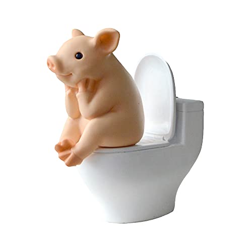Gemmia Miniature Garden Pig Statue- Toilet Pig Figurine (Pvc Material Light Weight 24G) #TOP2