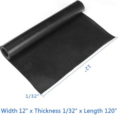 Image of WochiTV Solid Rubber Sheets Strips, 12 inch Wide x 1 /32 inch Thick x 120 inch Long Neoprene Rubber Rolls Perfect for DIY Gasket Material, Sealing, Liner, Shield, Padding, Mat
