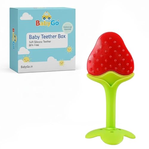 Image of BabyGo Silicone Nipple-Shaped Baby Teether | BPA-Free Organic Gum Soother for Newborns & Infants | Safe, Gentle & Colorful Teething Relief Toy for Oral Comfort & Chewing (Pack of 1, Multicolor)
