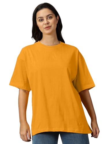 Image of LEOTUDE Women's Drop Shoulder Oversized Baggy Fit Half Sleeve Plain Solid Round Neck Multicolor T-Shirt Combo for Women's (Pack of 3)