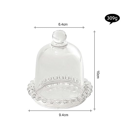 Bothyi Suporte de bolo redondo de vidro com cúpula transparente cupcake servidor bandeja de servir p