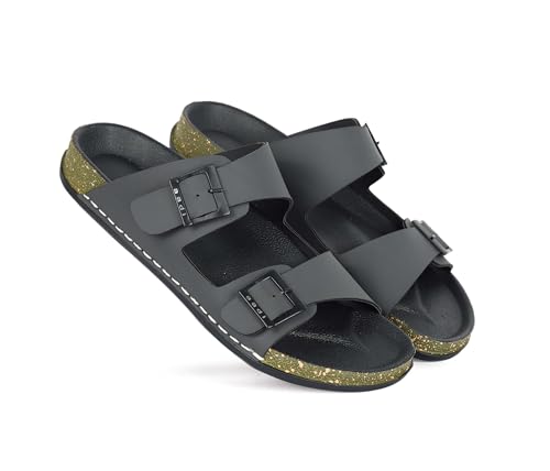 Image of AADI Men's Synthetic Leather Lightweight Comfortable Indoor Outdoor Daily Use Casual Slides /Slippers /Sandals /Floaters