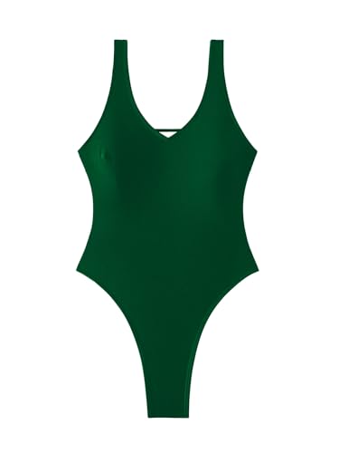 Image of Foxiny Sexy Backless Cheeky High Cut Leg Thong V Neck One Piece Swimsuit